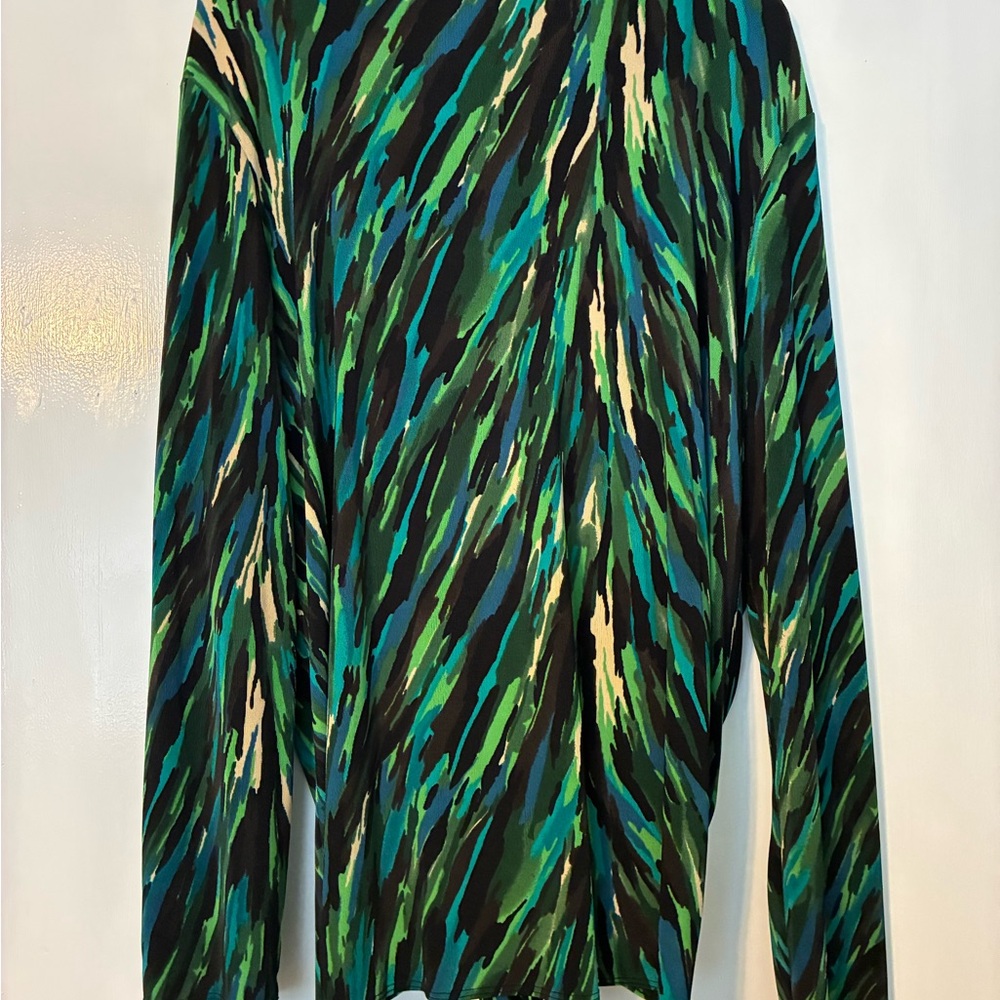 Choices Multicolor Abstract Stripe Top in Teal, Green & Black - Picture 4 of 4